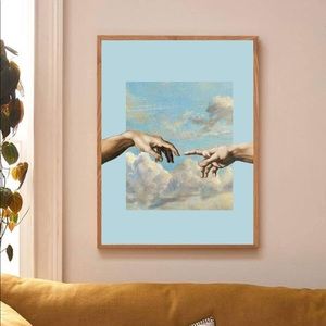 Hands and cloud wall art